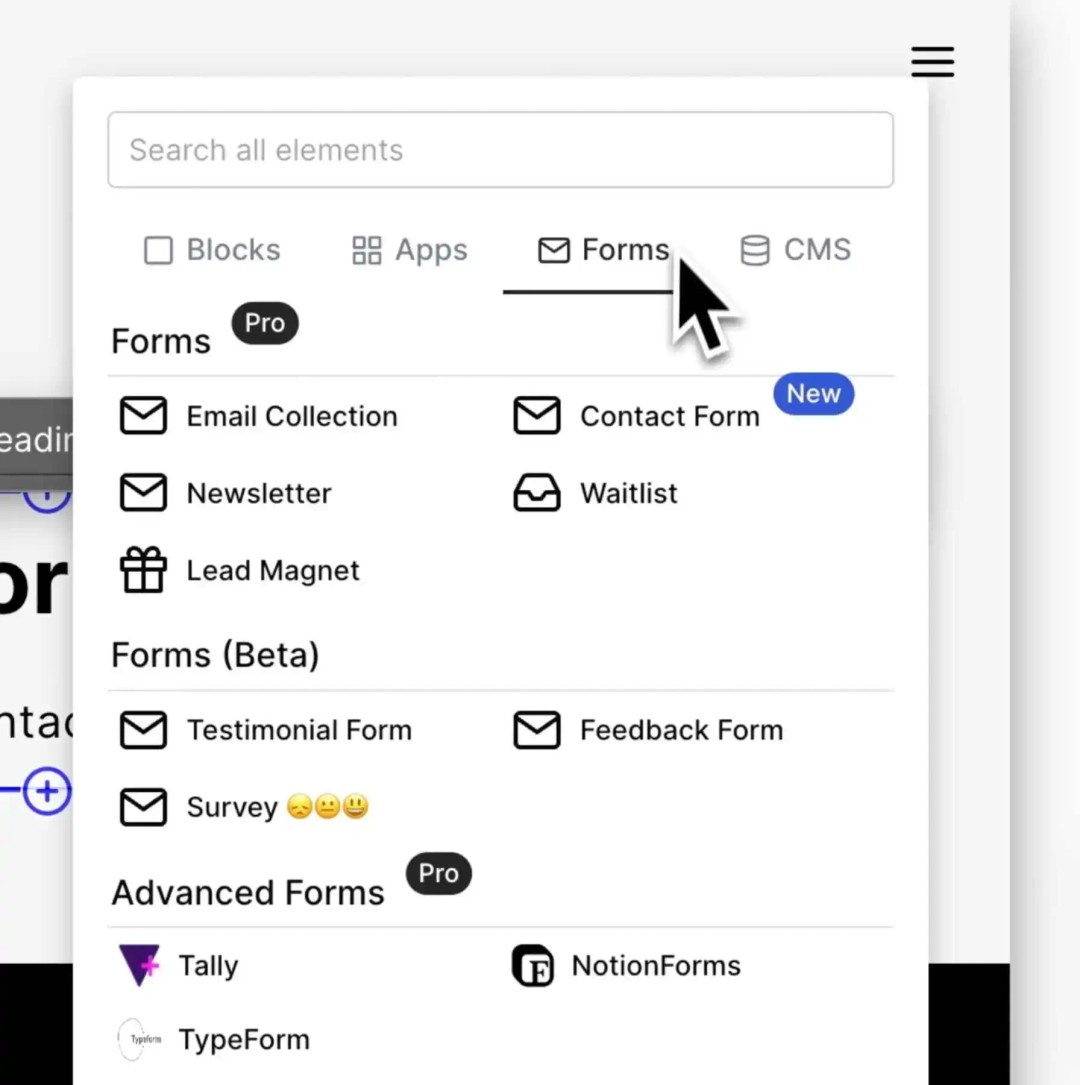 Forms Section_Menu